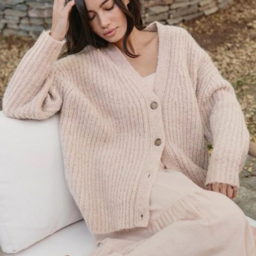 Jenni Kayne Cocoon Cardigan in Taupe Beige Small